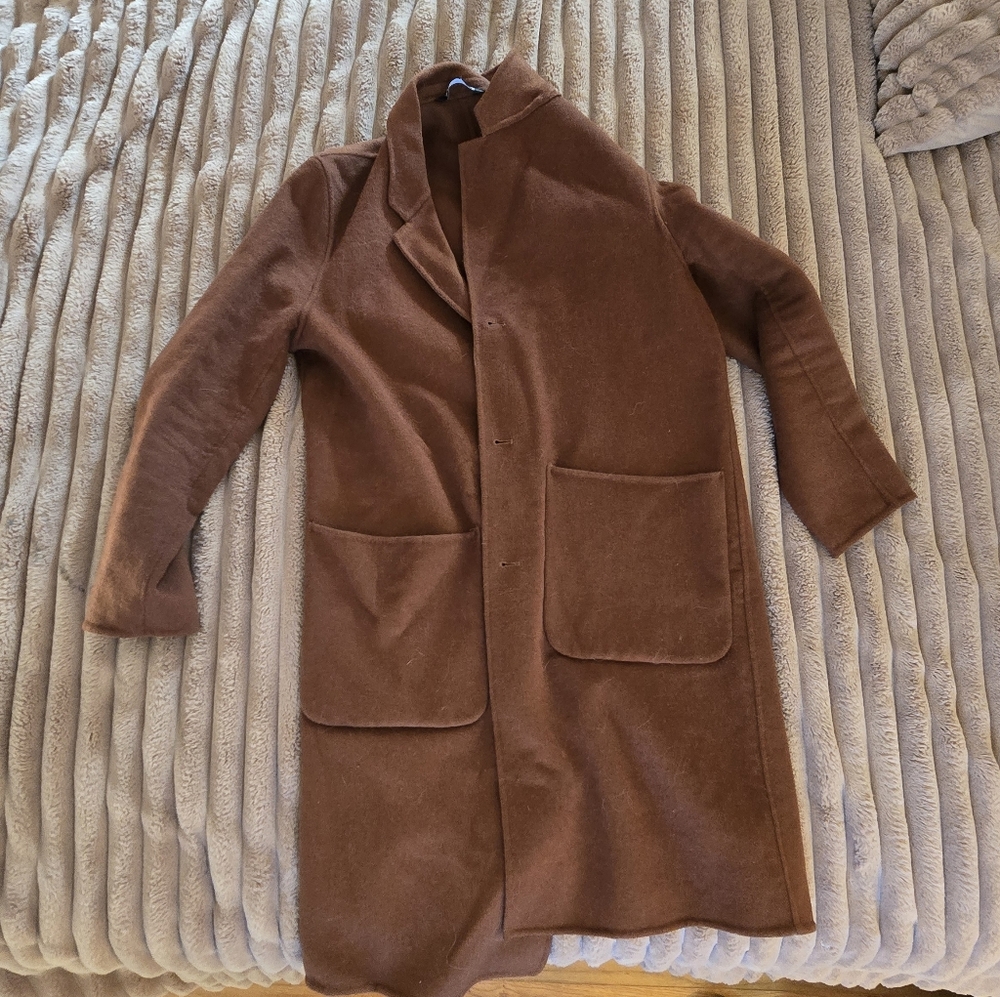 Zara Man Brown Wool Long Coat